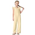 thumbnail image 1 of Diufon Combinaison Fille Manches à Volants Smockée Col Rond Pantalon Été Mignon avec Poches, 1 of 8