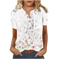 thumbnail image 1 of Cameland T-Shirt à Manches Courtes Décontracté d'Été pour Femmes, à Boutons, Col Rond, Chandail Blouse Hauts, 1 of 5