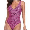 thumbnail image 1 of IROINID Womens One Piece Swimsuits Deep V Neck Bathing Suit Solid Color Backless Swimming Suits Gifts for Mom Purple L, 1 of 7