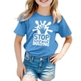 thumbnail image 1 of MEZZALL T-Shirt Imprimé Respirant Décontracté de Mode pour Filles, T-Shirts Graphiques, Hauts, Bleu, 4-5 Ans, 1 of 4