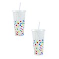 thumbnail image 1 of Oleegame 2PC Glass Bottle Creative Water Cup Heart Shape Cup PP Plastic Straw Cup Heart Shape Plastic Transparent Straw Cup 710ml Cold Change Temperature Sensitive Plastic Cup, 1 of 9