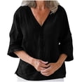 thumbnail image 1 of Women's Casual Cotton and Linen Cardigan with Three-Quarter Sleeves, Solid Color Multi-Color Lightweight Open Front Sweater, Perfect for Spring and Summer, Versatile Women’s Top, 1 of 6