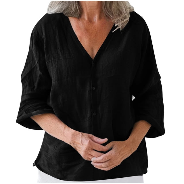 Women's Casual Cotton and Linen Cardigan with Three-Quarter Sleeves, Solid Color Multi-Color Lightweight Open Front Sweater, Perfect for Spring and Summer, Versatile Women’s Top