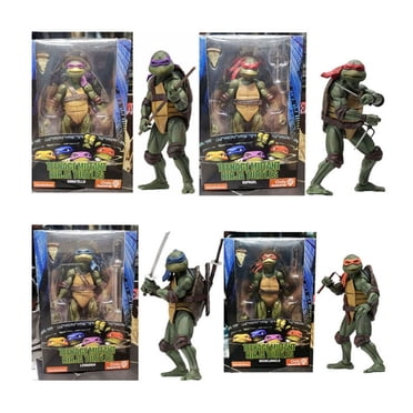J&G Figurine d'Action Statue Modèle Jouet 7 Pouces Les Tortues Ninja TMNT 1990/film, Jouets Tortues pour Cadeaux d'Anniversaire, Décorations Collection_toutes les Quatre