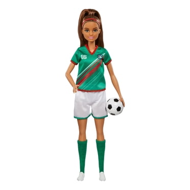 Barbie Joueuse de soccer, brunette, uniforme 16, ballon de soccer