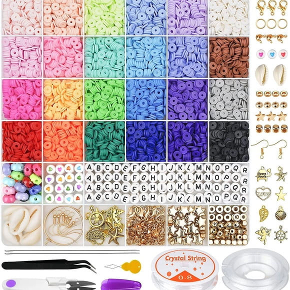 Ensemble de 6000 Pcs de Perles en Argile, Tube en Céramique Souple, Perles, Bricolage, Bracelet Fait Main, Collier, Bijoux, Style Bohème