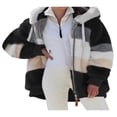 thumbnail image 4 of Womens Plush Hooded Sweatshirts Oversized Pullover Zipper Coats with Pocket, 4 of 6