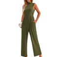 thumbnail image 1 of YTDSCS Womens Sleeveless Jumpsuits Summer One Piece Wide-Leg Pants Women's Solid Color Rompers with Pocket S-2XL, 1 of 7