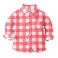 thumbnail image 1 of vdgthytj Toddler Boys Girls Plaid Button down Shirts Kids Collared Long Sleeve Uniform Dress Shirt Tops Spring Fall Clothes, 1 of 7