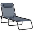 thumbnail image 1 of Outsunny Chaise Longue Pliante d'Extérieur avec Appuie-Tête - Ensemble de 1, Gris, 1 of 10