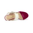 thumbnail image 4 of BLISSFUL STEP Slingback Sandals Contrast Color Chunky Heel Big Circle Buckle Sandals Hot Pink White 6, 4 of 7