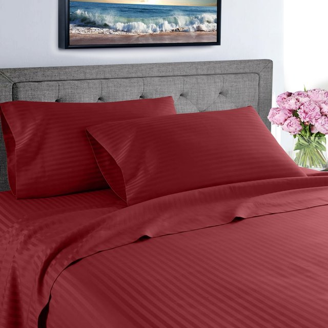 EIGTHTAIL Fresh Linen Collection 600 Thread Count Hotel Striped 100% Egyptian Quality Cotton Deep Pocket Sheet Set (King Gray)
