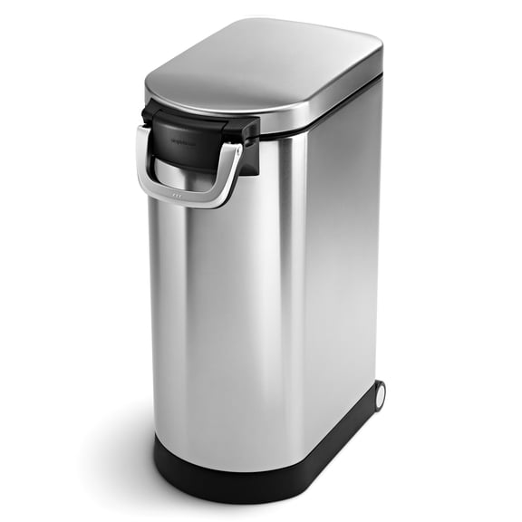 Simplehuman 35 Liter X-Large Pet Food Storage Container, Brushed Stainless Steel for Dog Food, Cat Food, and Bird Feed