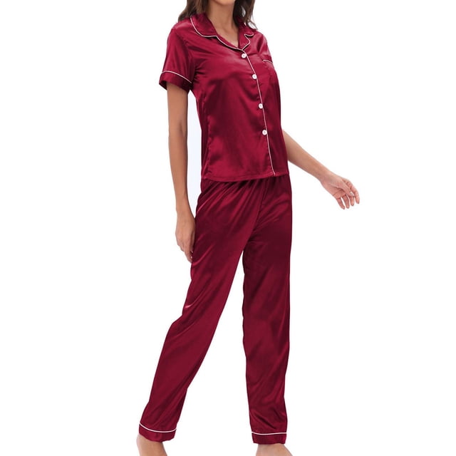 Ensemble de Pyjama pour Femmes Pantalon Ensemble Mode pour Femmes Tenue d'Intérieur Pyjama Femme Ensemble Deux Pièces Manches Longues Pantalon Ensemble de Pyjama Tenue d'Intérieur