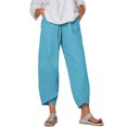 thumbnail image 1 of Innerwin Palazzo Pant High Waist Ladies Harem Pants Beach Solid Color Boho Trousers Deep Blue 2XL, 1 of 3