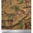 thumbnail image 1 of Soimoi Polyester Crepe Fabric Leaves & Leopard Animal Printed Fabric 1 Yard 52 Inch Wide, 1 of 1