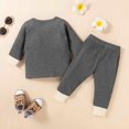 thumbnail image 4 of IROINID Discount Baby Boy Girl Pants Newborn Solid Color Long Sleeve Suit Trousers French Rib Suit,Gray, 4 of 9
