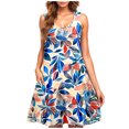 thumbnail image 2 of Ovzne Robes pour Femmes Robe de Plage Femmes Décontractée Grande Taille Sans Manches Col Rond Imprimé Robe Courte Robe d'Été Imprimée Liquidation, 2 of 5