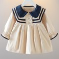 thumbnail image 2 of Besolor Baby Girls Dress Fall Long Sleeve Collared Cotton Dress Toddler Button Front Color Block Uniform Dress, 2 of 7