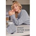 thumbnail image 4 of ORUYROP Women's Crewneck Batwing Long Sleeve Sweater 2023 Fall Oversized Ribbed Knit Side Slit Pullover Top, 4 of 7