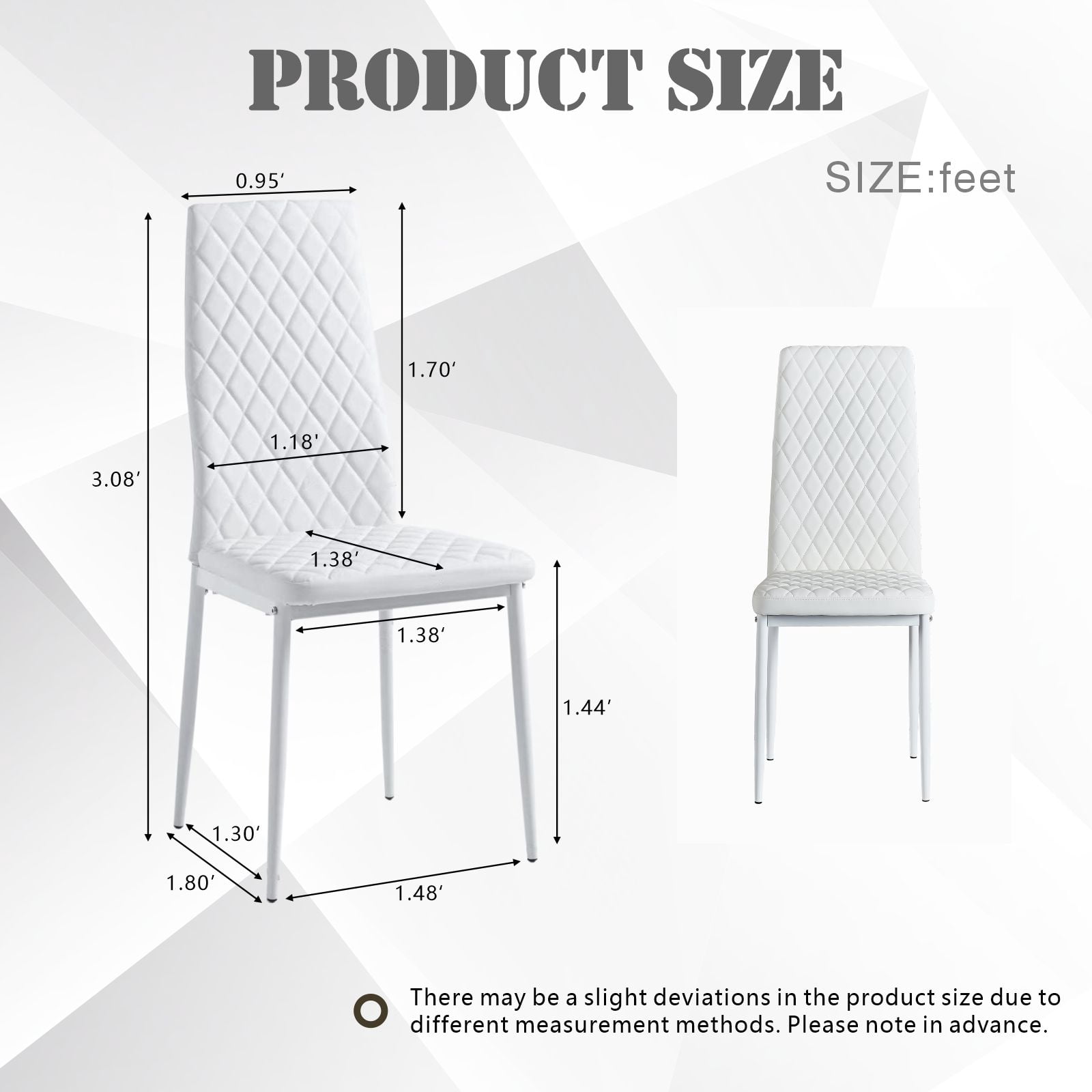 Noble House Modern Dining Chair Set of 4, Fireproof Leather Upholstery with Diamond Grid Pattern and Metal Frame,White