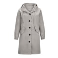 thumbnail image 4 of Women‘s Plus Size Solid Color Button Pocket Recreational Hooded Long Sleeve Windbreaker Coat Tops, 4 of 4