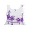 thumbnail image 2 of Robe Fille Rose Violette Double Nœud Papillon Fête Enfants Robe d'Été 9-10 Ans, 2 of 5