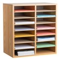 thumbnail image 3 of AdirOffice Wood Adjustable 16 Compartment Literature Organizer, Medium Oak, 3 of 5