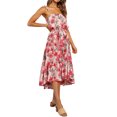 thumbnail image 3 of Robe Longue à Bretelles Spaghetti pour Femmes avec Nœud Floral et Ourlet Haut-Bas, 3 of 7