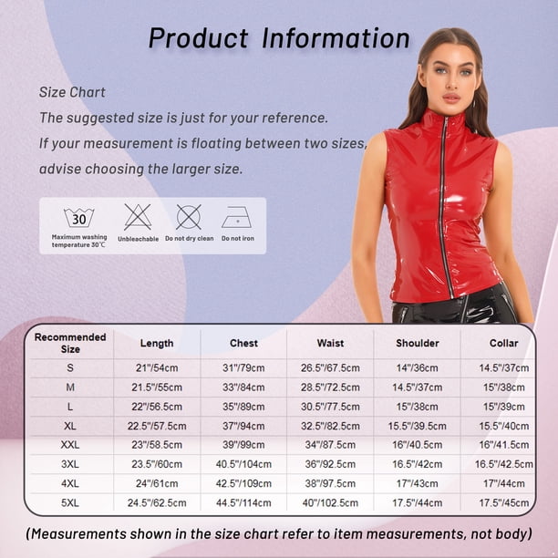 YiZYiF Womens PVC Leather Wet Look Sleeveless Shirt Vest Latex