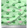 thumbnail image 1 of Soimoi Moss Georgette Fabric Lotus & Frog Kids Decor Fabric Printed Yard 42 Inch Wide, 1 of 3