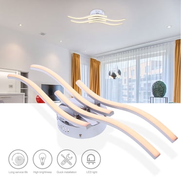 Zootealy Plafonnier à 4 Branches L-ED Ondulé Blanc Chaud 24W en Aluminium pour Chambre Salon Lampe de Décoration