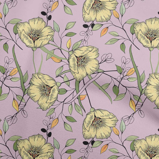 oneOone Rayon Purple Fabric Floral Craft Projects Decor Fabric Printed By The Yard 56 Inch Wide-J6