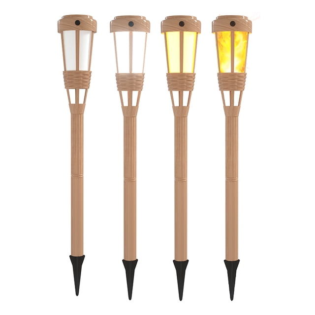 ziyahi 4 Pieces Solar Flame Light Outdoor Torch Lamp Flickering Decorative Lighting for Landscape Driveway Path Courtyard Villa