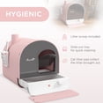 thumbnail image 4 of PawHut Cat Litter Box with Lid, Removable Tray, Scoop, Filter, Pink, 4 of 10