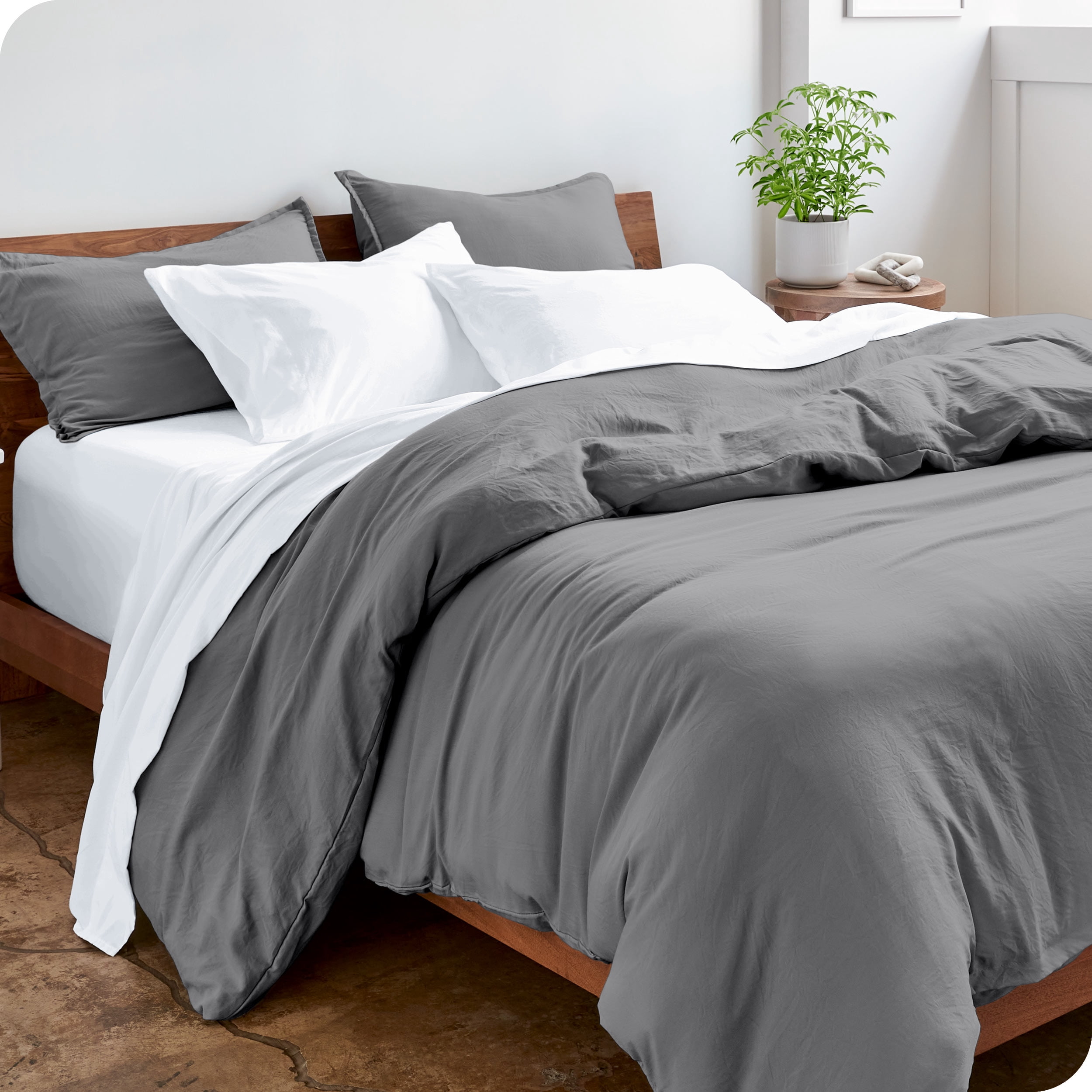 Bare Home Housse de Couette Sablée - Ultra Douce - Premium 1800 Collection - Ensemble 2 Pcs - Lit Simple/simple TG, Gris
