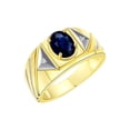 thumbnail image 3 of RYLOS Men's Rings 14K Yellow Gold Ring Classic Designer Style 8X6MM Oval Gemstone & Diamond Ring Sapphire Birthstone Rings For Men Size 9, 3 of 7