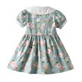 thumbnail image 4 of Penkiiy Robe d'Été Rétro à Imprimé pour Tout-Petits Enfants Bébés Filles à Manches Bouffantes Robe de Princesse Robes Décontractées pour Filles 2 Ans Vert en Liquidation, 4 of 9