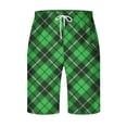 thumbnail image 3 of Diufon Men's Casual Shorts Spring Summer Wide Leg Loose Plaid Printed Elastic Waisted Drawstring Sport Shorts, 3 of 4
