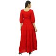 thumbnail image 4 of Bimba Women's 3/4 Sleeve Summer Cotton Maxi Dress Drawstring Waist, 4 of 7