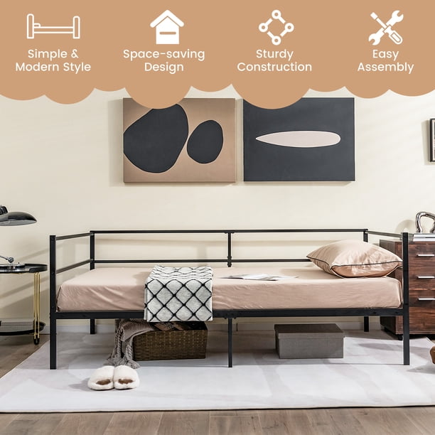Costway Twin Daybed Sofa Bed Frame Metal Platform with Headboard