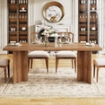 thumbnail image 3 of Tribesigns 63" Dining Table, Rustic Wood Dinner Eating Table for Kitchen, Dining Room, Walnut, 3 of 5