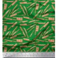 thumbnail image 1 of Soimoi Green Silk Fabric Text & Knife Kitchen Print Fabric by the Yard 42 Inch Wide, 1 of 3