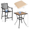 thumbnail image 3 of Costway 3 PCS Patio Bar Stool Square Table Bistro Set Cushioned Chairs Armrest, 3 of 9
