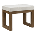 thumbnail image 1 of Bouclair Walnut Wood and Bouclé Fabric Upholstered Accent Bench, 1 of 6