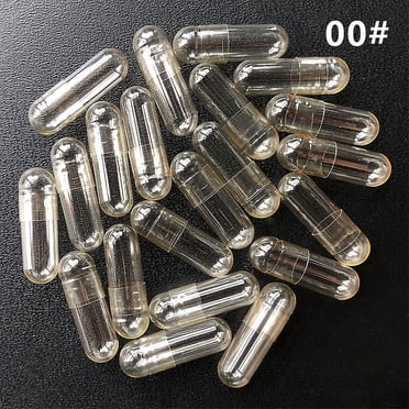 1000 Pcs Format Standard 00# 0# 1# Capsules Vides Gélatine Capsules Claires Gélatine Dure Creuse Capsules Transparentes Séparées Jointes