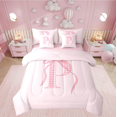 thumbnail image 1 of Erosebridal Literie Nœud Rose Taille Simple, Lit en Sac Taille Simple, Décoration de Chambre Princesse, Réversible 7 Pcs, 1 of 1