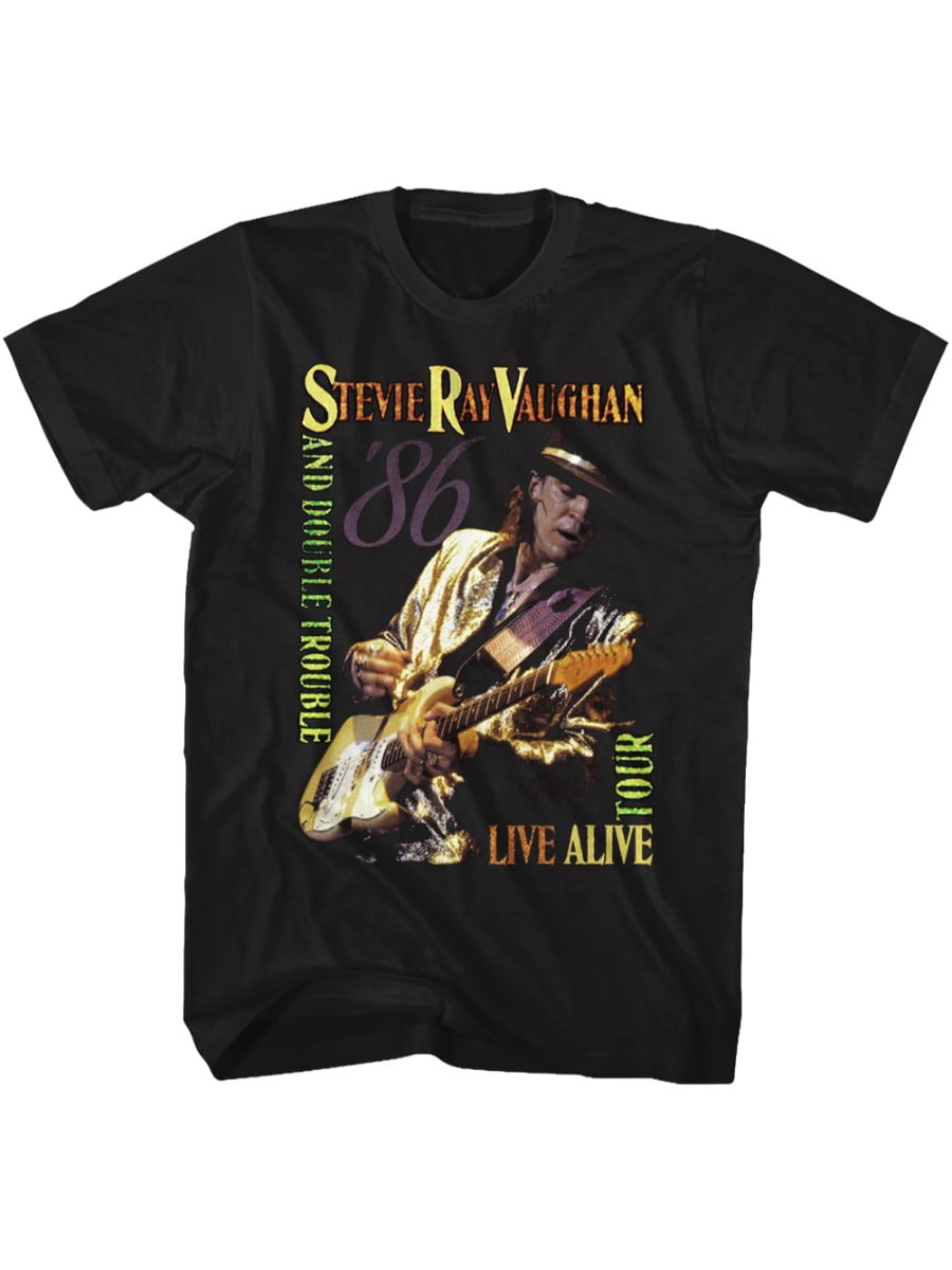 Stevie Ray Vaughn Live Alive Tour Black Adult T-Shirt Tee