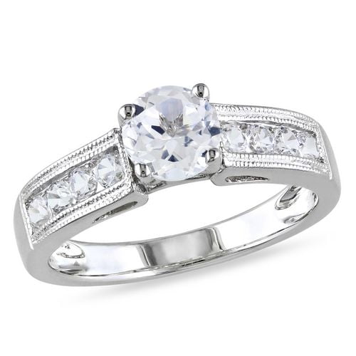 Bague de fiançailles Miabella en saphir blanc synthétique 1.50 carat et argent sterling