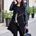 thumbnail image 1 of Winter Warm Women's Zipper Leather Patchwork Long Jacket Coat, 1 of 9